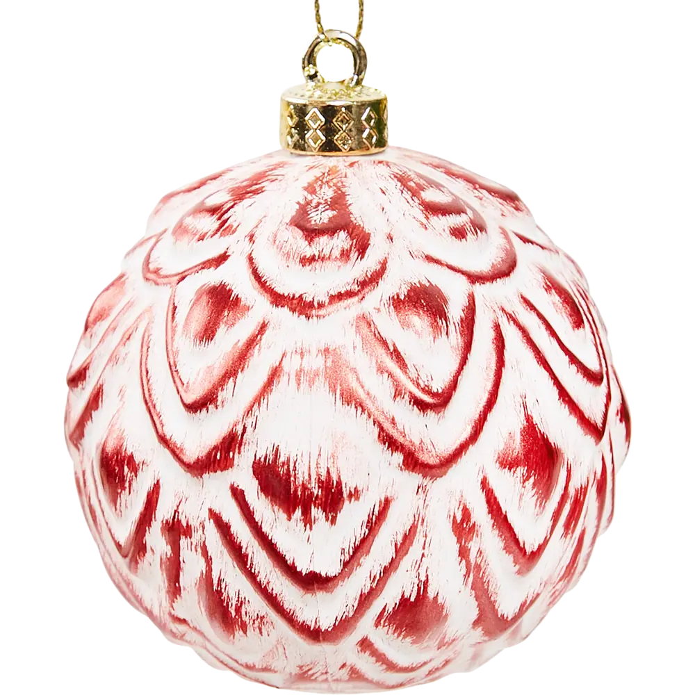 Фото Елочное украшение Шар с узором Christmas ø8 см цвет красный Фото Елочное украшение Шар с узором Christmas ø8 см цвет красный