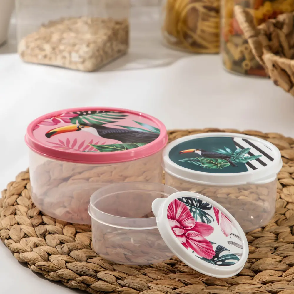 Фото 3 Набор пищевых контейнеров Доляна «Тропики» 3 шт: 150 мл 300 мл 500 мл пластик разноцветный Фото 3 Набор пищевых контейнеров Доляна «Тропики» 3 шт: 150 мл 300 мл 500 мл пластик разноцветный