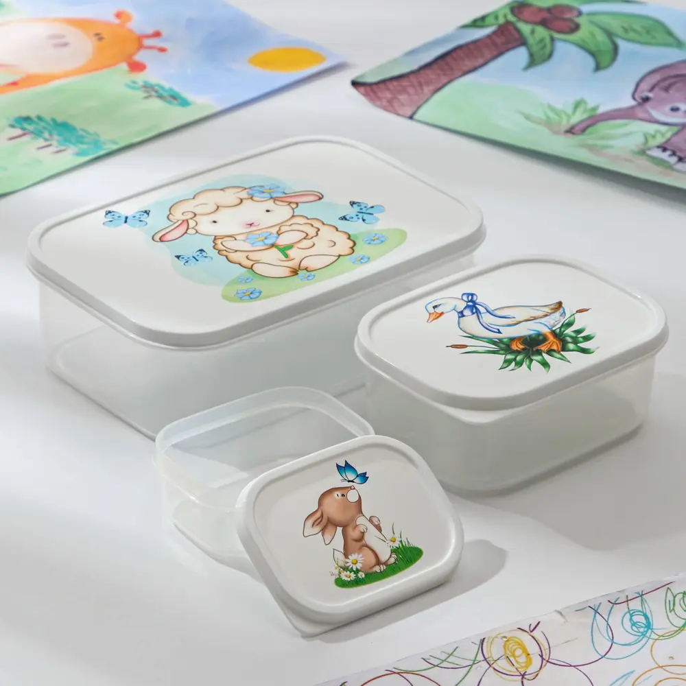 Фото 2 Набор контейнеров пищевых Доляна «Милашки» 3 шт: 150 мл 500 мл 1.2 л пластик цвет белый Фото 2 Набор контейнеров пищевых Доляна «Милашки» 3 шт: 150 мл 500 мл 1.2 л пластик цвет белый