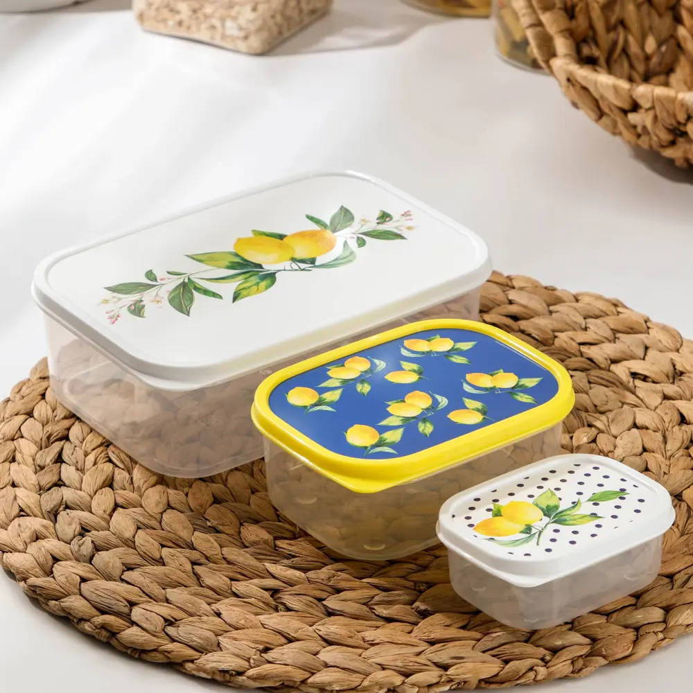 Фото Набор пищевых контейнеров Доляна «Лимоны» 3 шт: 150 мл 500 мл 1.2 л пластик разноцветный