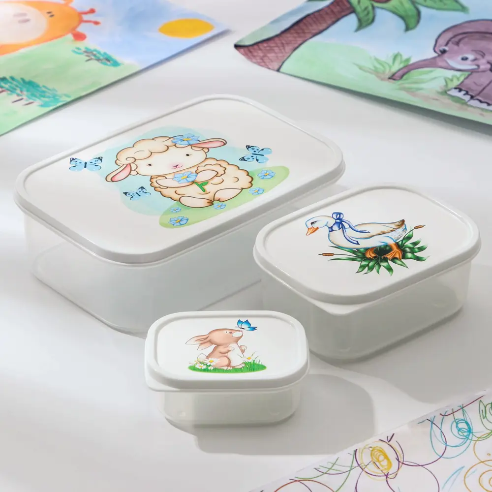 Фото Набор контейнеров пищевых Доляна «Милашки» 3 шт: 150 мл 500 мл 1.2 л пластик цвет белый Фото Набор контейнеров пищевых Доляна «Милашки» 3 шт: 150 мл 500 мл 1.2 л пластик цвет белый