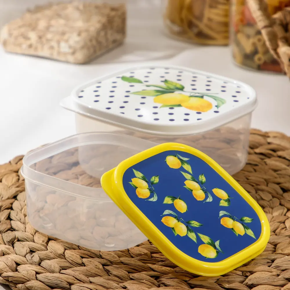 Фото 3 Набор пищевых контейнеров Доляна «Лимоны» 2 шт: 400 мл 700 мл пластик разноцветный Фото 3 Набор пищевых контейнеров Доляна «Лимоны» 2 шт: 400 мл 700 мл пластик разноцветный