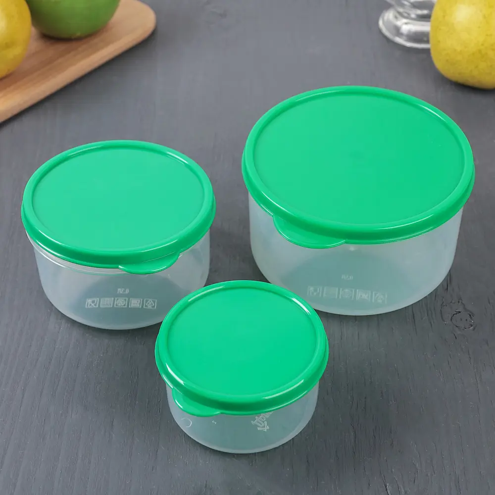 Фото Набор контейнеров 3 шт Доляна 0.15 л пластик цвет зеленый