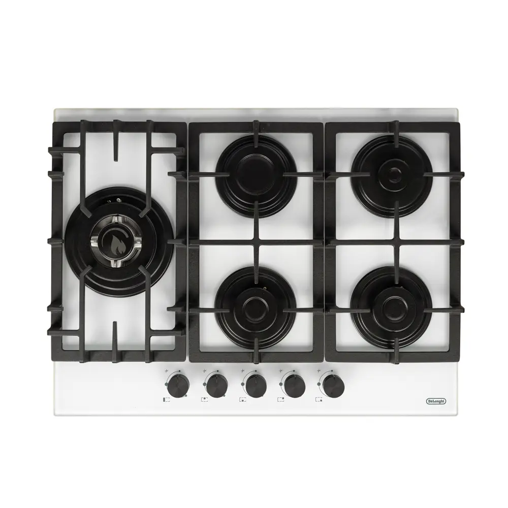 Фото 2 Газовая варочная панель Delonghi GERMANA 7GW BB 69 см 5 конфорок цвет белый Фото 2 Газовая варочная панель Delonghi GERMANA 7GW BB 69 см 5 конфорок цвет белый
