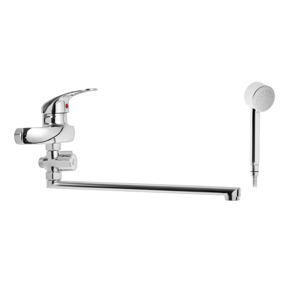 Фото Смеситель для ванны Белые колодези 9491260 однорычажный с душевой лейкой цвет серебристый