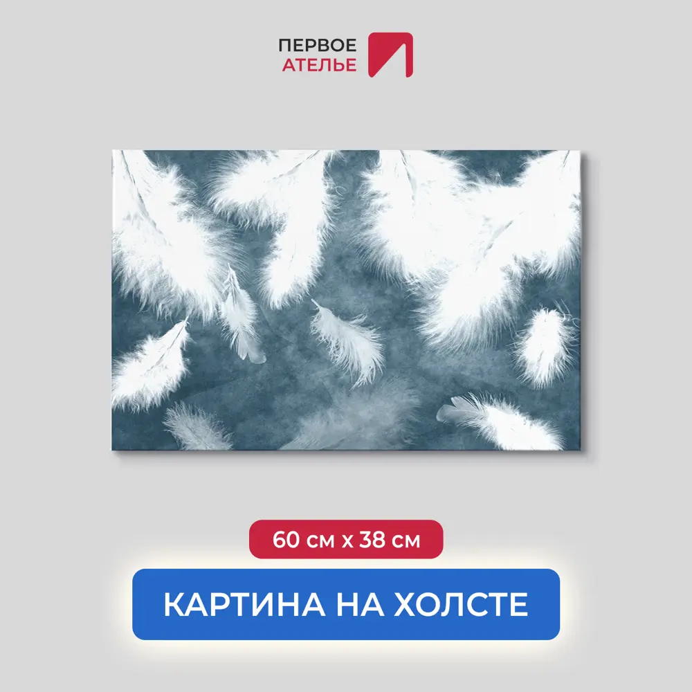 Фото Картина на деревянном подрамнике Первое ателье "Пушистые перья на темно-сером фоне" 60x38 см Фото Картина на деревянном подрамнике Первое ателье "Пушистые перья на темно-сером фоне" 60x38 см