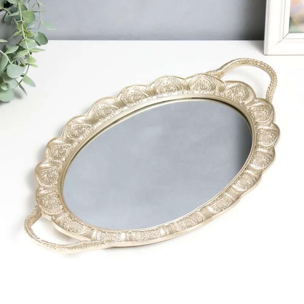 Фото 3 Подставка интерьерная с зеркалом "Колоски" золото 45x26.5x3.5 см Фото 3 Подставка интерьерная с зеркалом "Колоски" золото 45x26.5x3.5 см