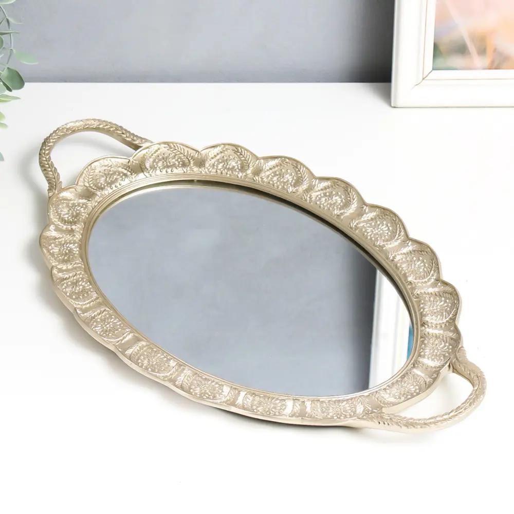 Фото Подставка интерьерная с зеркалом "Колоски" золото 45x26.5x3.5 см Фото Подставка интерьерная с зеркалом "Колоски" золото 45x26.5x3.5 см