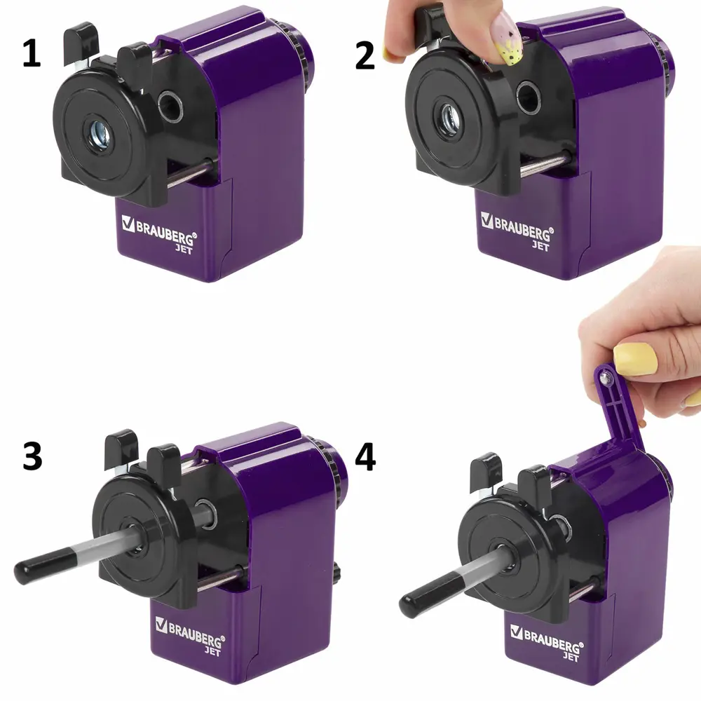 Фото 16 Точилка механическая Brauberg Jet металлический механизм корпус фиолетовый 229569 Фото 16 Точилка механическая Brauberg Jet металлический механизм корпус фиолетовый 229569
