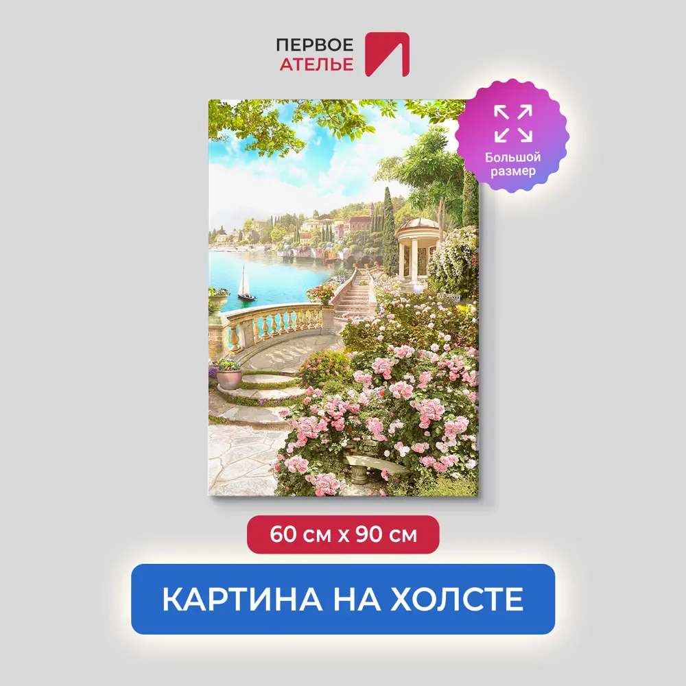 Фото Картина на деревянном подрамнике Первое ателье "Набережная на греческом острове" 90x60 см Фото Картина на деревянном подрамнике Первое ателье "Набережная на греческом острове" 90x60 см