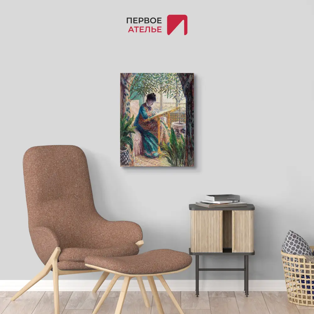 Фото 2 Картина на холсте Первое ателье "Репродукция Клода Моне "Мадам Моне вышивает" 50x60 см