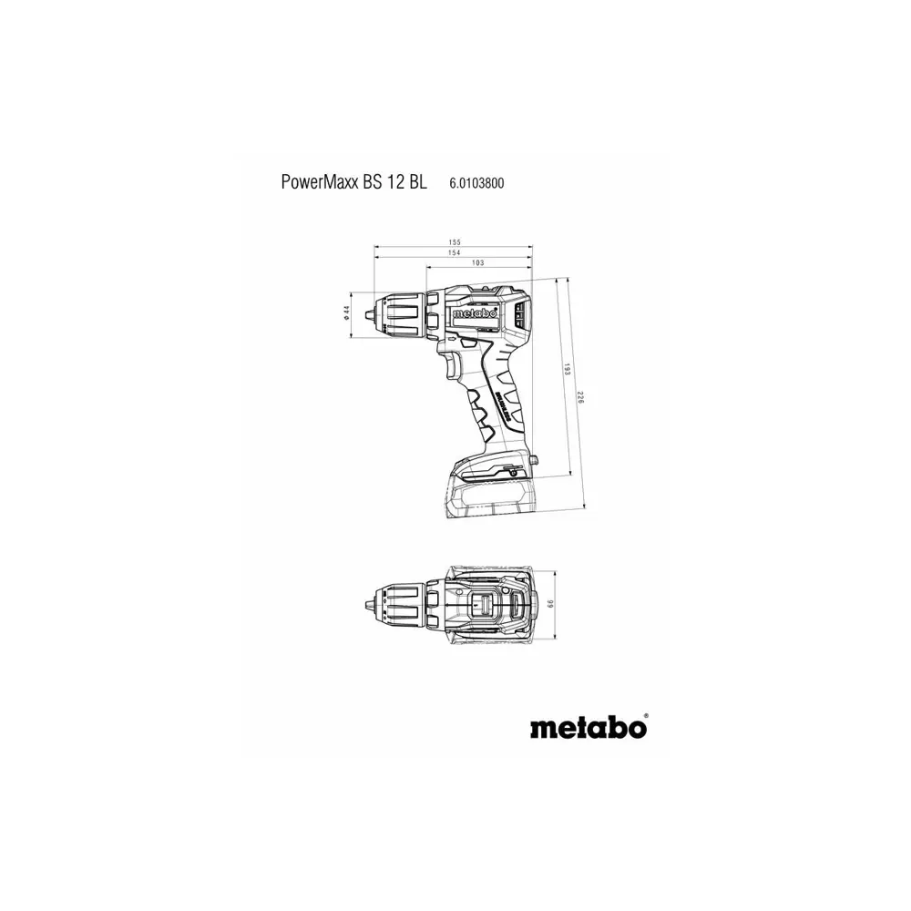 Фото 2 Дрель-шуруповерт аккумуляторная бесщеточная Metabo PowerMaxx BS12 BL 4007430337351, 12 В Li-Ion 2x4 Ач Фото 2 Дрель-шуруповерт аккумуляторная бесщеточная Metabo PowerMaxx BS12 BL 4007430337351, 12 В Li-Ion 2x4 Ач