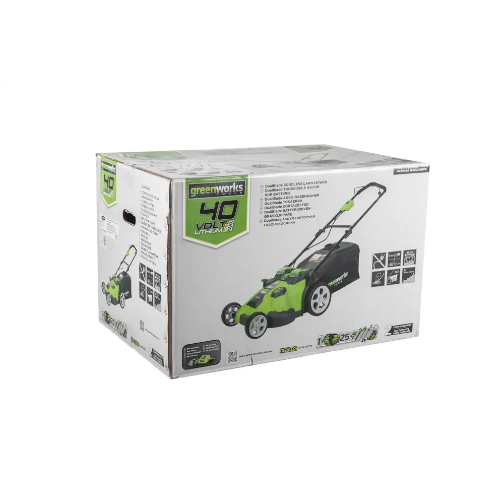 Фото 10 Газонокосилка аккумуляторная Greenworks G40LM49DBK4, TwinForce, 40V, 49 см АКБ и ЗУ в комплекте Фото 10 Газонокосилка аккумуляторная Greenworks G40LM49DBK4, TwinForce, 40V, 49 см АКБ и ЗУ в комплекте