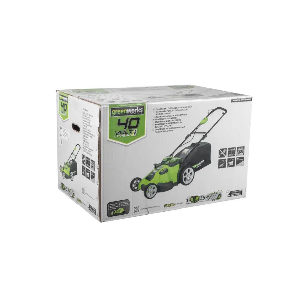 Фото 2 Газонокосилка аккумуляторная Greenworks G40LM49DBK4, TwinForce, 40V, 49 см АКБ и ЗУ в комплекте Фото 2 Газонокосилка аккумуляторная Greenworks G40LM49DBK4, TwinForce, 40V, 49 см АКБ и ЗУ в комплекте