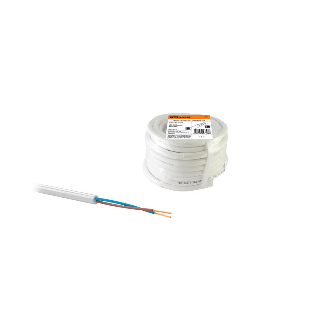 Фото Провод ПВС TDM Electric 2 х 2.5 мм² гост белый бухта 10 м Фото Провод ПВС TDM Electric 2 х 2.5 мм² гост белый бухта 10 м