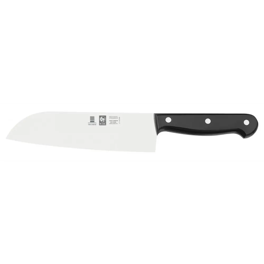 Фото Нож японский ICEL Santoku 180/300 мм. черный Фото Нож японский ICEL Santoku 180/300 мм. черный