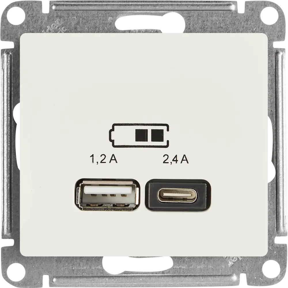 Фото Розетка USB A+С встраиваемая Systeme Electric Glossa цвет молочный Фото Розетка USB A+С встраиваемая Systeme Electric Glossa цвет молочный