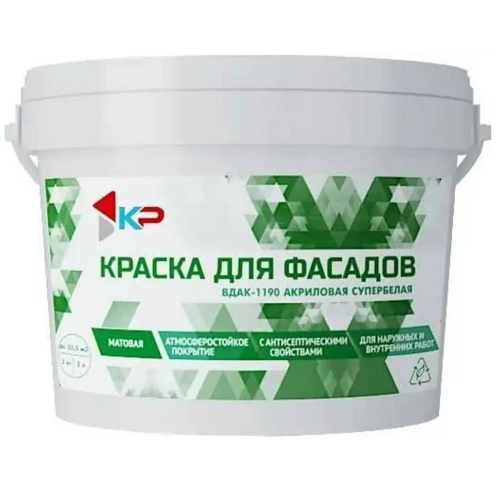 Фото Краска фасадная Кр 4610044291041 цвет белый матовый база A 14.8 л Фото Краска фасадная Кр 4610044291041 цвет белый матовый база A 14.8 л