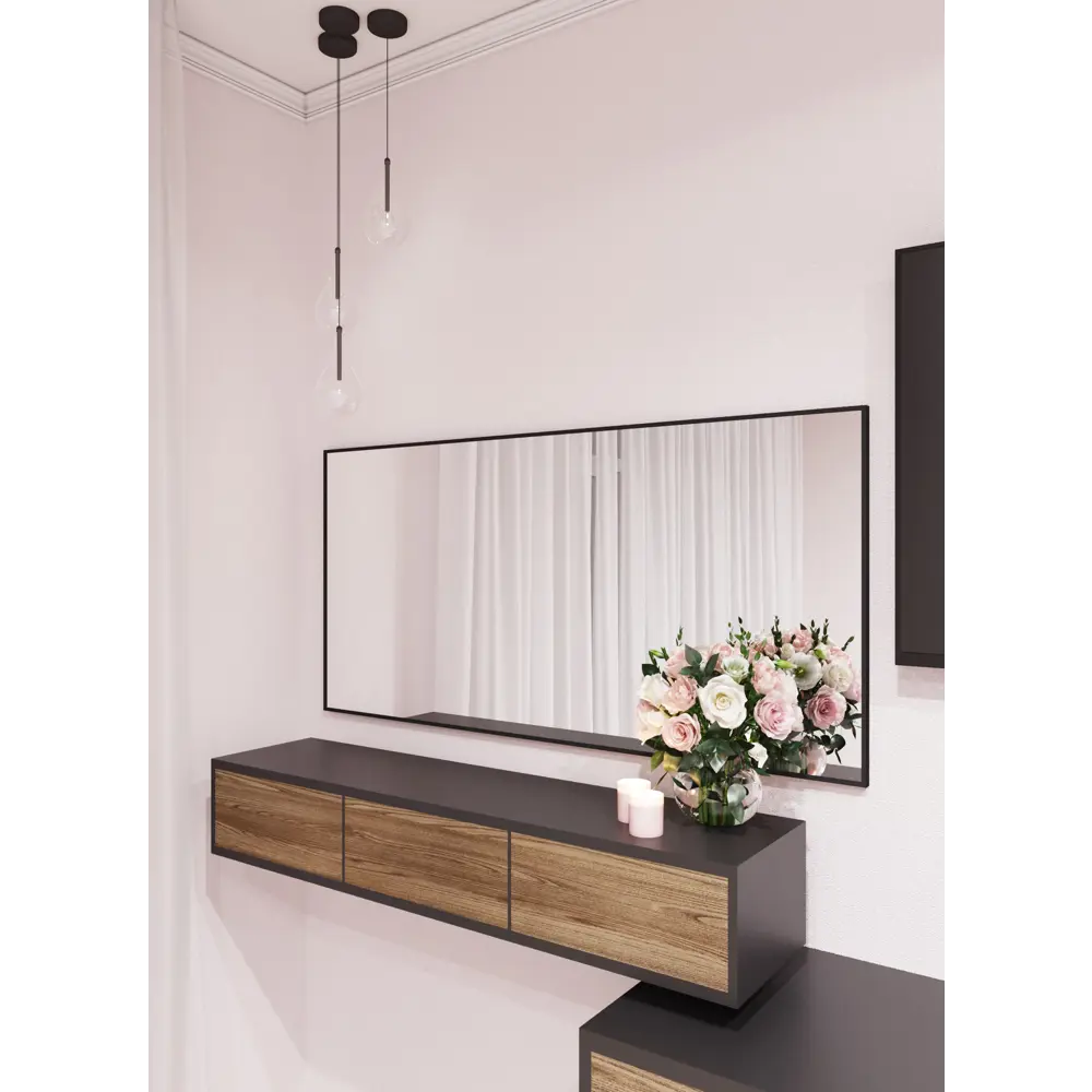 Фото 4 Зеркало интерьерное в алюминиевой раме настенное ONE Mirror 140x70 см черное Фото 4 Зеркало интерьерное в алюминиевой раме настенное ONE Mirror 140x70 см черное