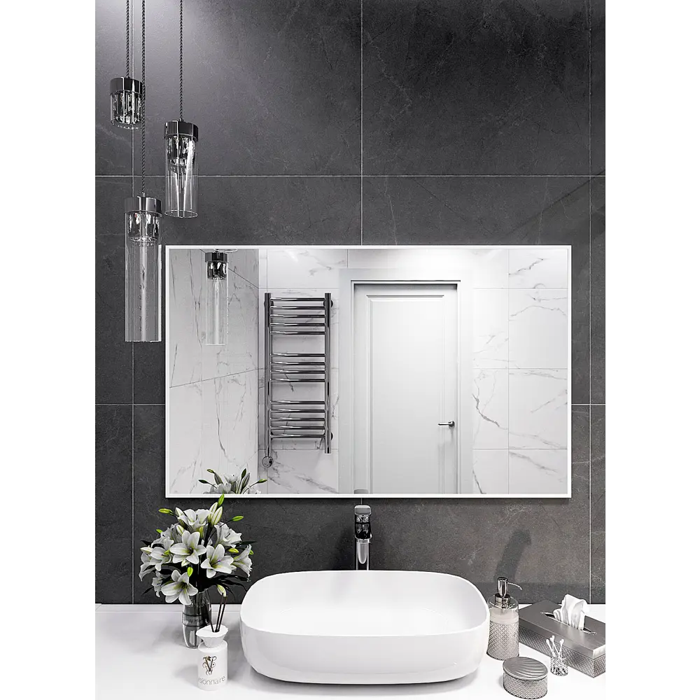 Фото 3 Зеркало интерьерное в алюминиевой раме настенное ONE Mirror 110x70 см белое Фото 3 Зеркало интерьерное в алюминиевой раме настенное ONE Mirror 110x70 см белое