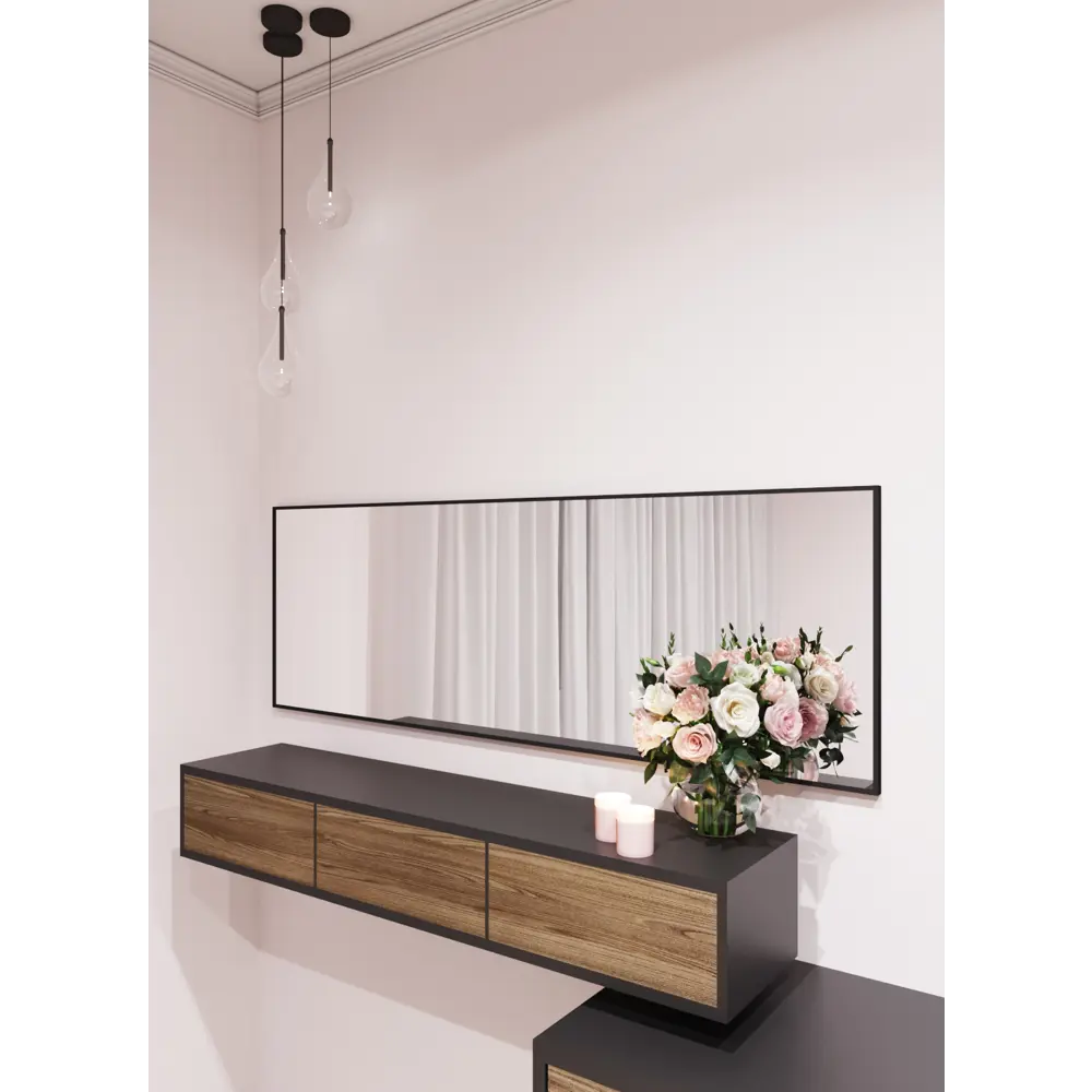 Фото 3 Зеркало интерьерное в алюминиевой раме настенное ONE Mirror 150x50 см черное Фото 3 Зеркало интерьерное в алюминиевой раме настенное ONE Mirror 150x50 см черное