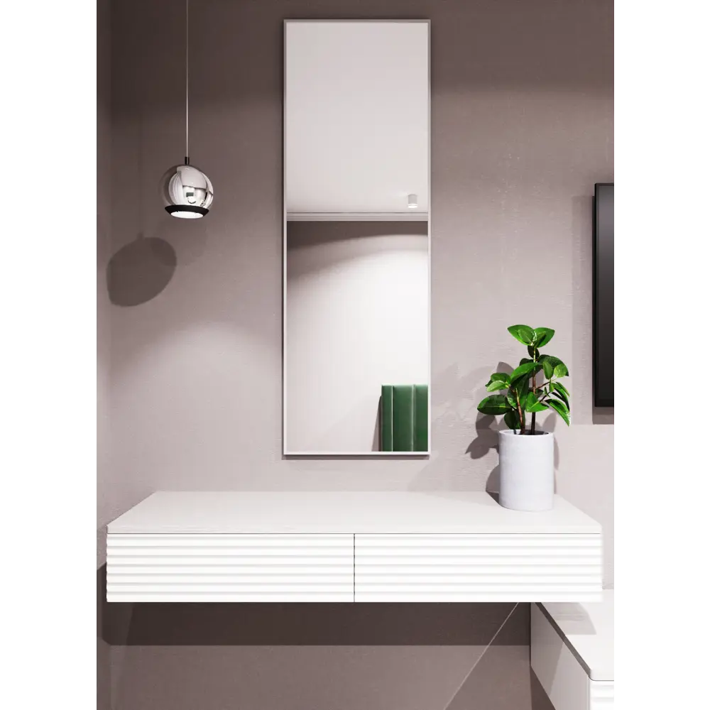 Фото Зеркало интерьерное в алюминиевой раме настенное ONE Mirror 130x50 см серебро Фото Зеркало интерьерное в алюминиевой раме настенное ONE Mirror 130x50 см серебро