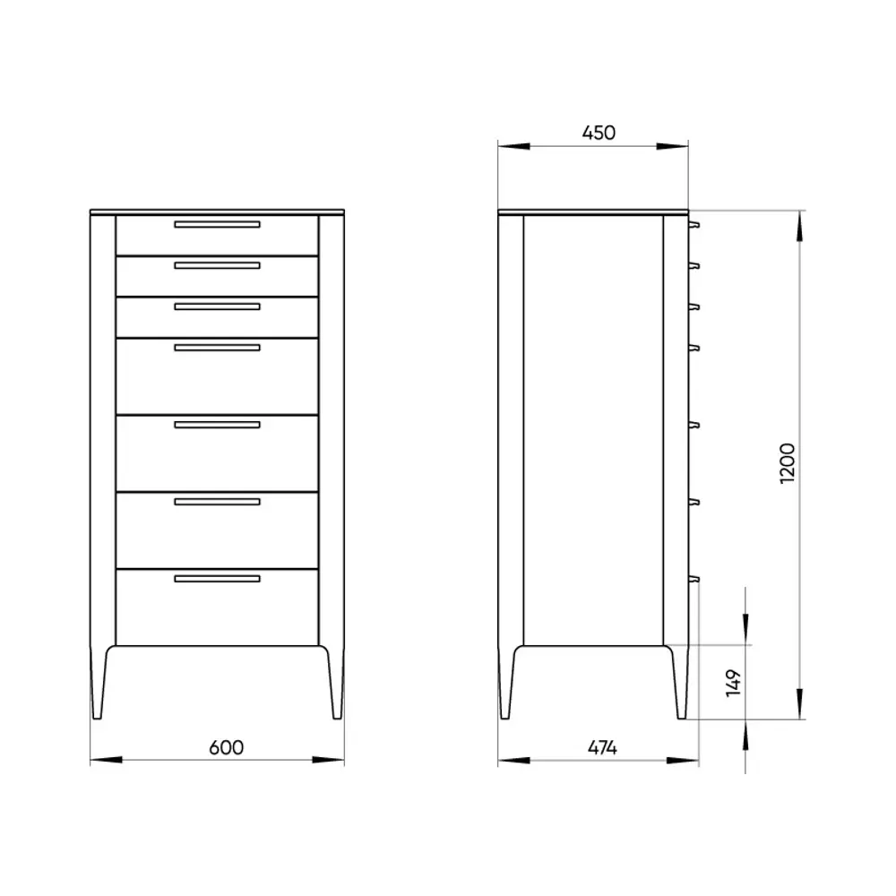 Фото 4 Комод Ellipse furniture Type 7 ящиков 60x45x100 см МДФ цвет молочный Фото 4 Комод Ellipse furniture Type 7 ящиков 60x45x100 см МДФ цвет молочный