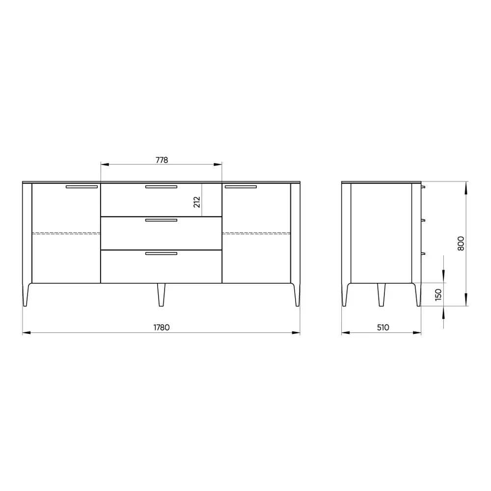 Фото 4 Тумба напольная Ellipse furniture Type 3 ящика 178x51x80 см МДФ цвет молочный Фото 4 Тумба напольная Ellipse furniture Type 3 ящика 178x51x80 см МДФ цвет молочный