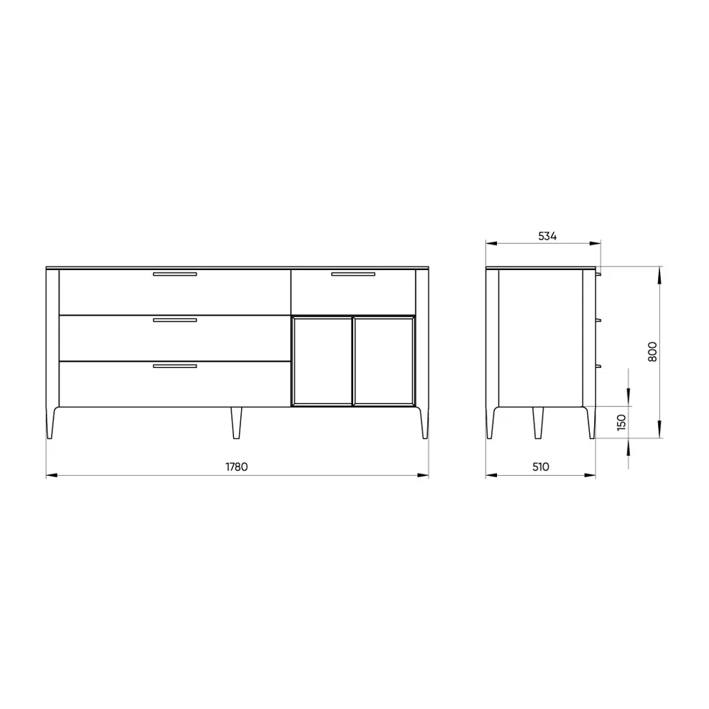 Фото 4 Тумба напольная Ellipse furniture Type 4 ящика 178x51x80 см МДФ цвет молочный Фото 4 Тумба напольная Ellipse furniture Type 4 ящика 178x51x80 см МДФ цвет молочный