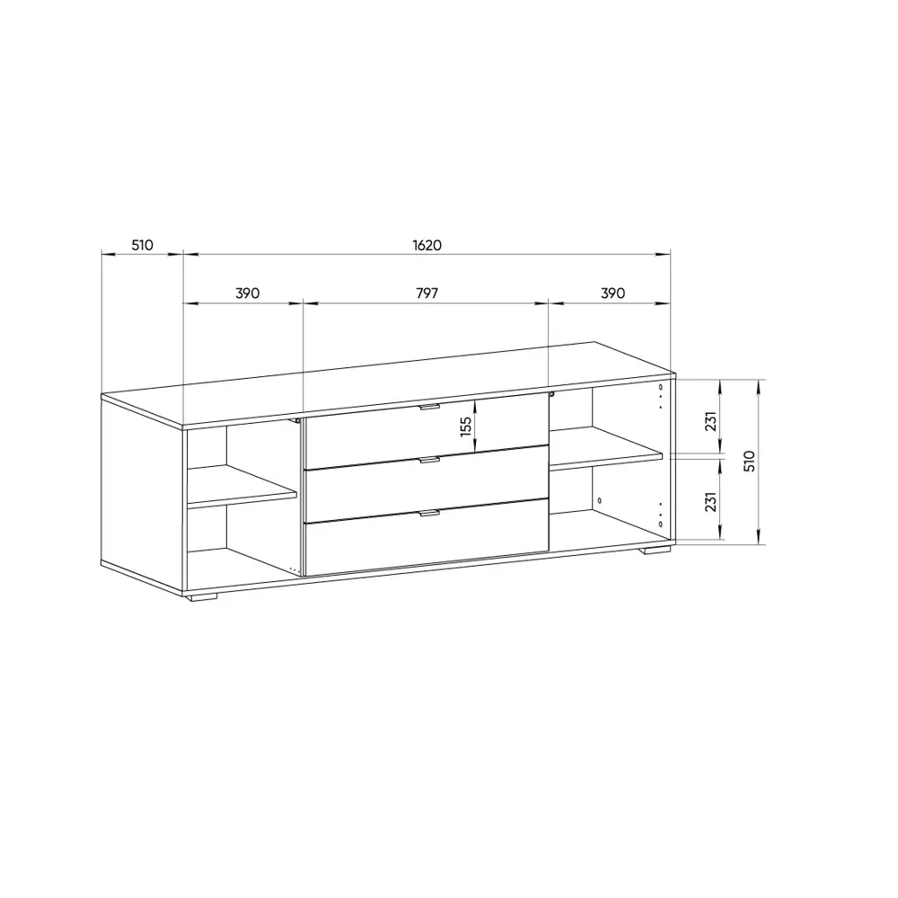 Фото 3 Тумба напольная Ellipse furniture Hub 3 ящика 162x51x53 см МДФ цвет белый Фото 3 Тумба напольная Ellipse furniture Hub 3 ящика 162x51x53 см МДФ цвет белый