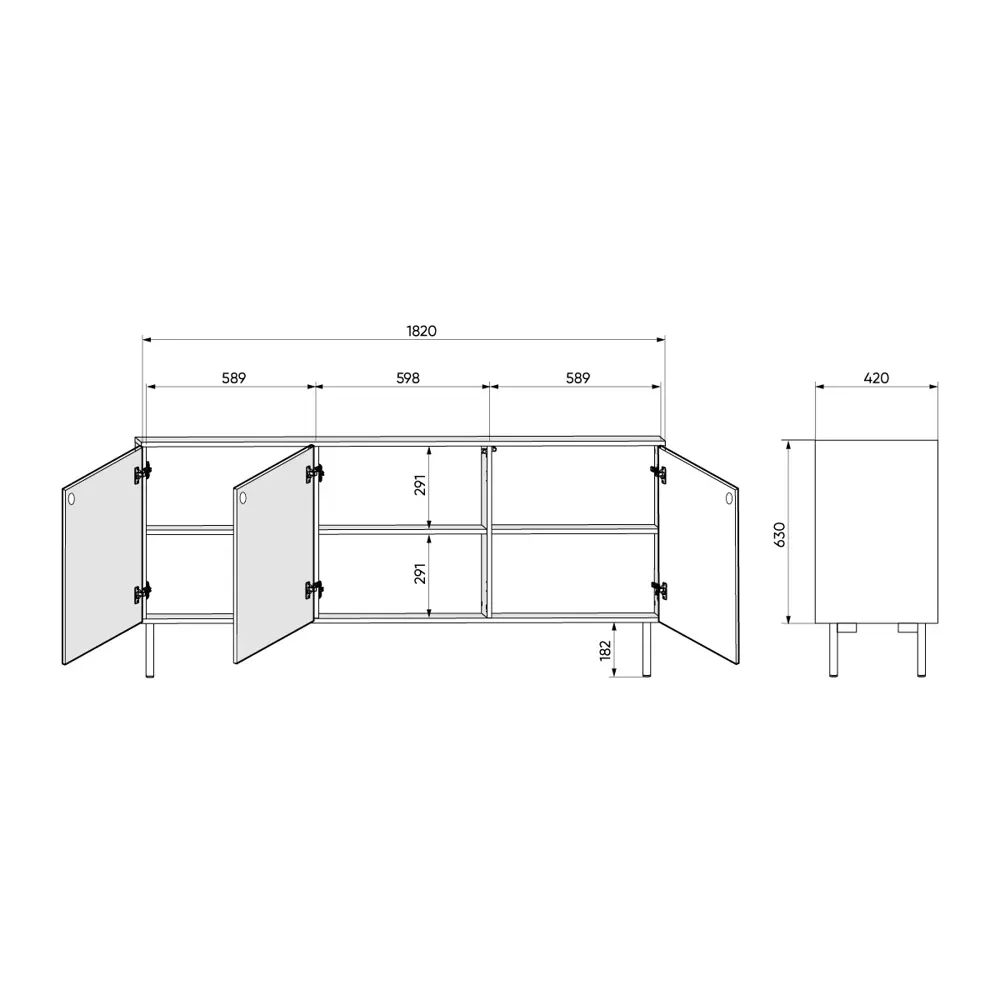 Фото 3 Тумба напольная Ellipse furniture Hub 3 двери 182x42x81.2 см МДФ цвет белый Фото 3 Тумба напольная Ellipse furniture Hub 3 двери 182x42x81.2 см МДФ цвет белый