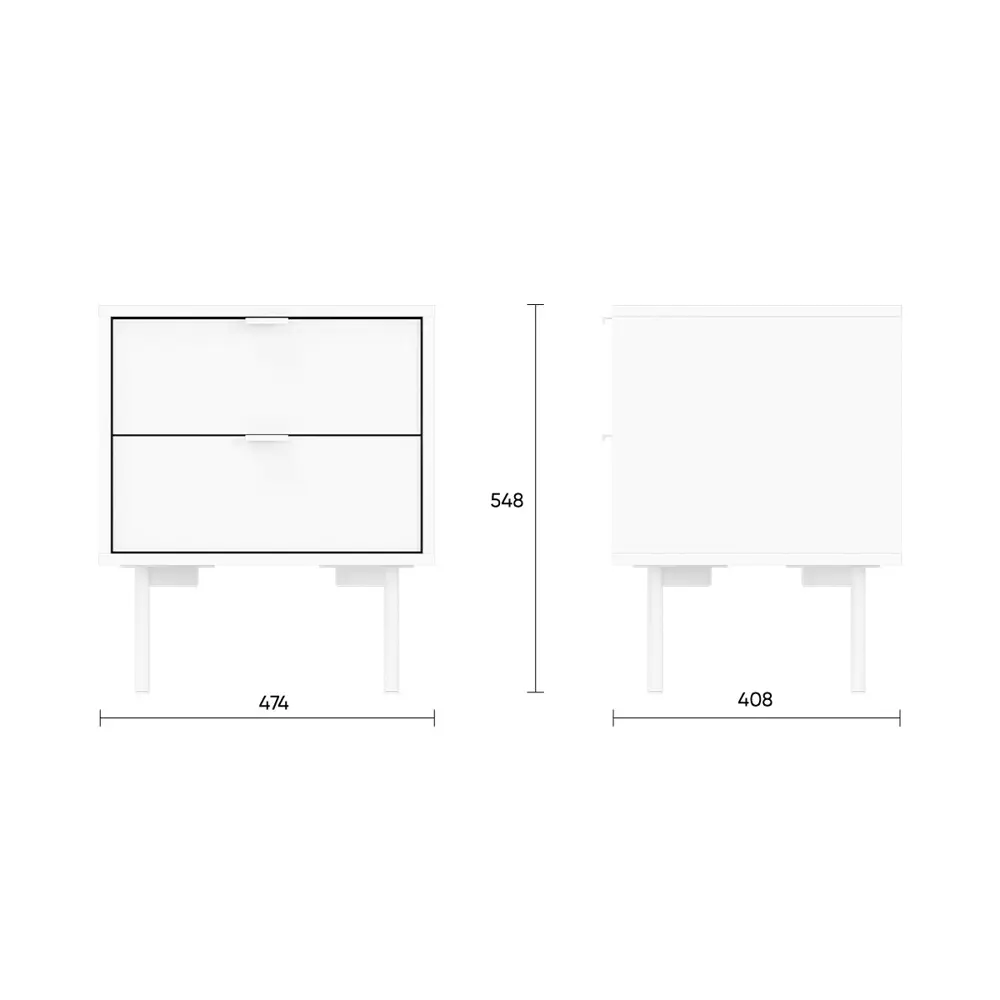 Фото 3 Тумба прикроватная Ellipse furniture 47.4x54.8x40.8 см 2 ящика МДФ цвет белый/натуральный Фото 3 Тумба прикроватная Ellipse furniture 47.4x54.8x40.8 см 2 ящика МДФ цвет белый/натуральный
