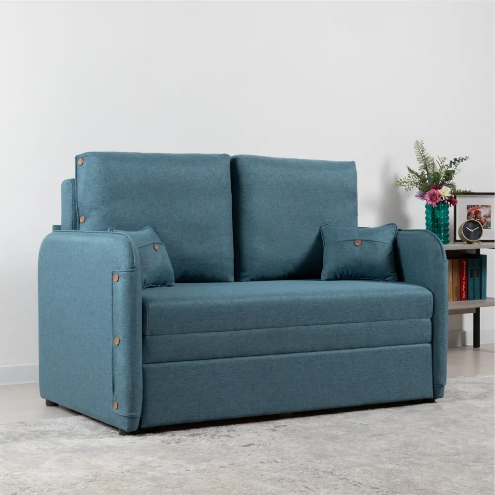 Фото 14 Диван Нижегородмебель и к Эльба 4631162224520 132x92x81 см рогожка цвет синий деним