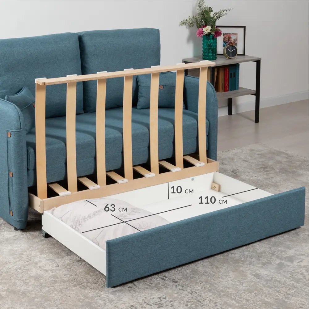 Фото 4 Диван Нижегородмебель и к Эльба 4631162224520 132x92x81 см рогожка цвет синий деним