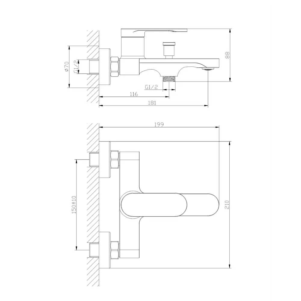Фото 6 Смеситель для ванны Orange M10-100cr однорычажный цвет хром