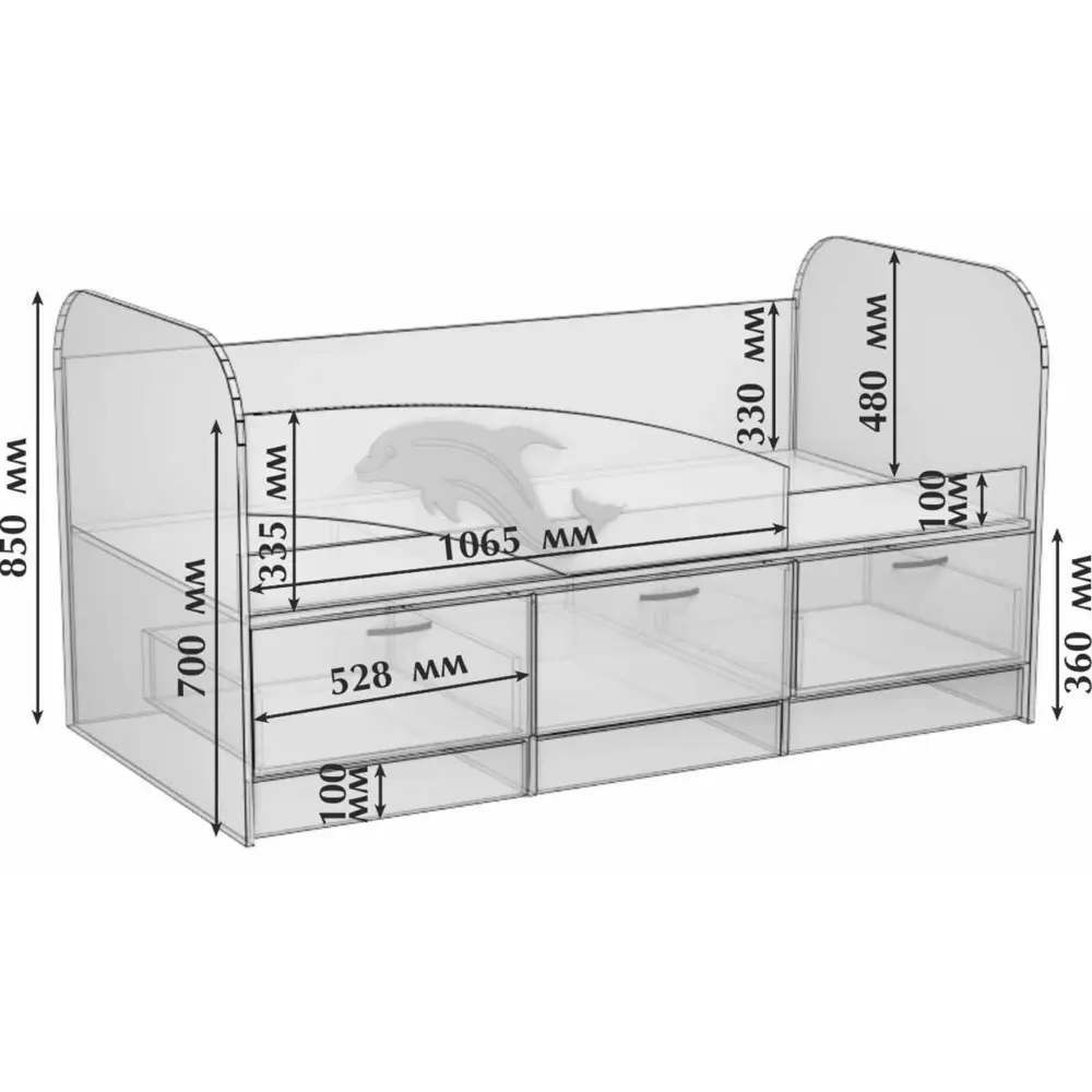 Фото 4 Кровать Клик мебель Дельфин 163.2x85x85 см ЛДСП цвет дуб молочный Фото 4 Кровать Клик мебель Дельфин 163.2x85x85 см ЛДСП цвет дуб молочный