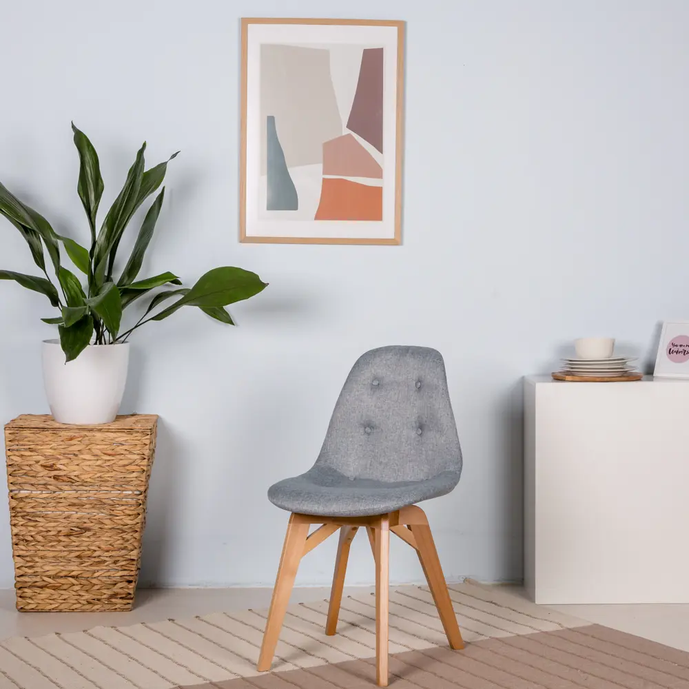 Фото 6 Стул R-home Eames lite 81x57x48 см ткань цвет серый/натуральный бук Фото 6 Стул R-home Eames lite 81x57x48 см ткань цвет серый/натуральный бук