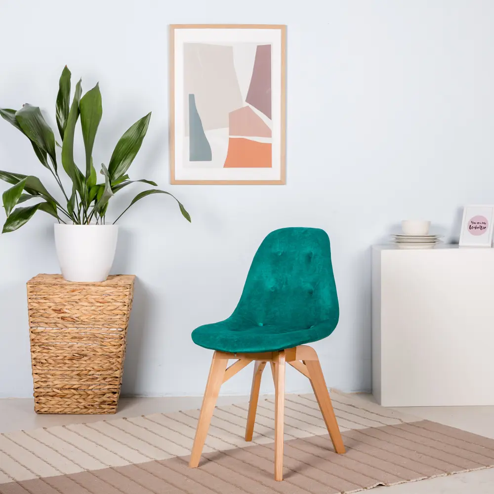 Фото 7 Кухонный стул R-home Eames lite 81x57x48 см ткань цвет зеленый Фото 7 Кухонный стул R-home Eames lite 81x57x48 см ткань цвет зеленый