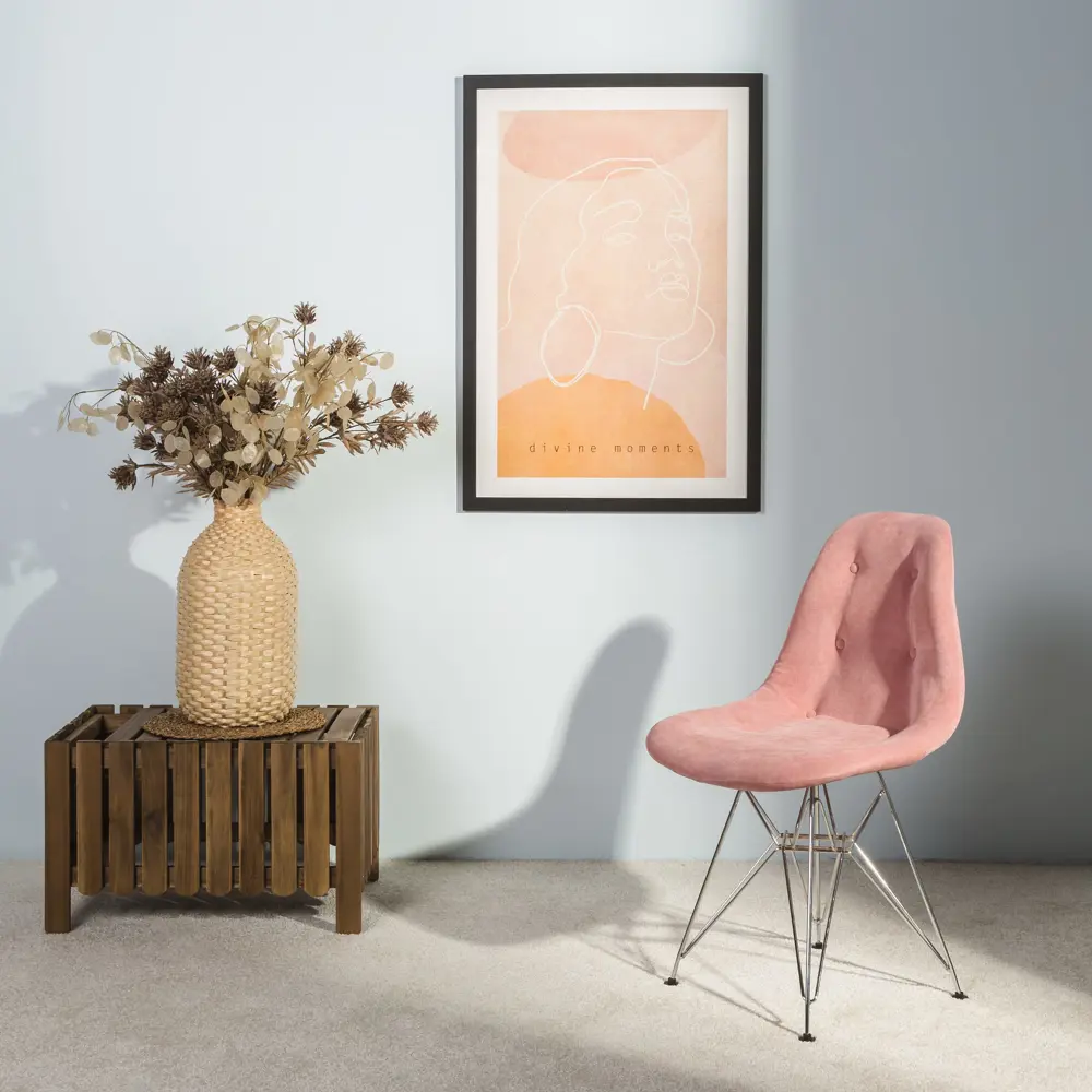 Фото 6 Кухонный стул R-home Eames 83x57x48 см ткань цвет розовый Фото 6 Кухонный стул R-home Eames 83x57x48 см ткань цвет розовый