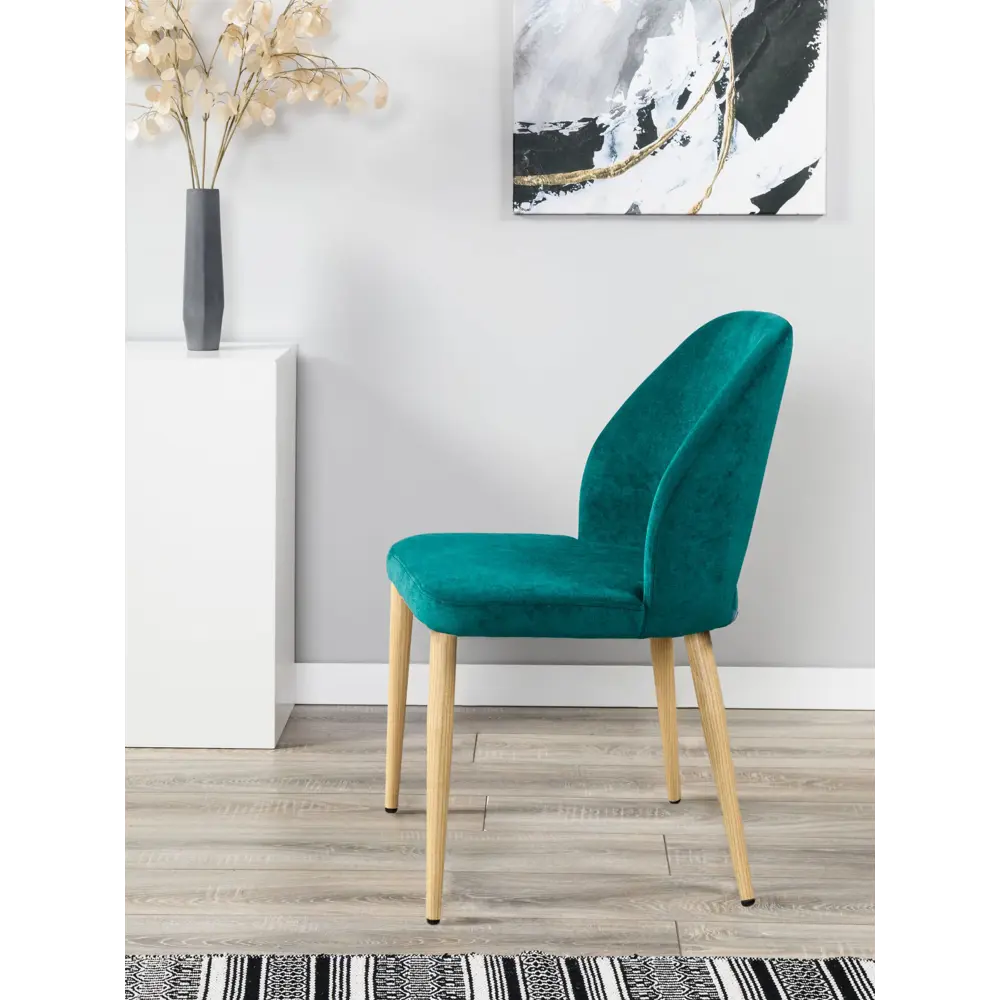 Фото 10 Стул R-home Ledger 85x59x48 см велюр цвет натуральный дуб/зеленый