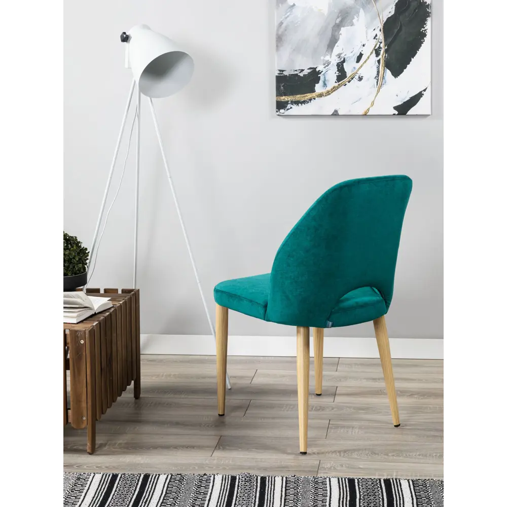 Фото 12 Стул R-home Ledger 85x59x48 см велюр цвет натуральный дуб/зеленый