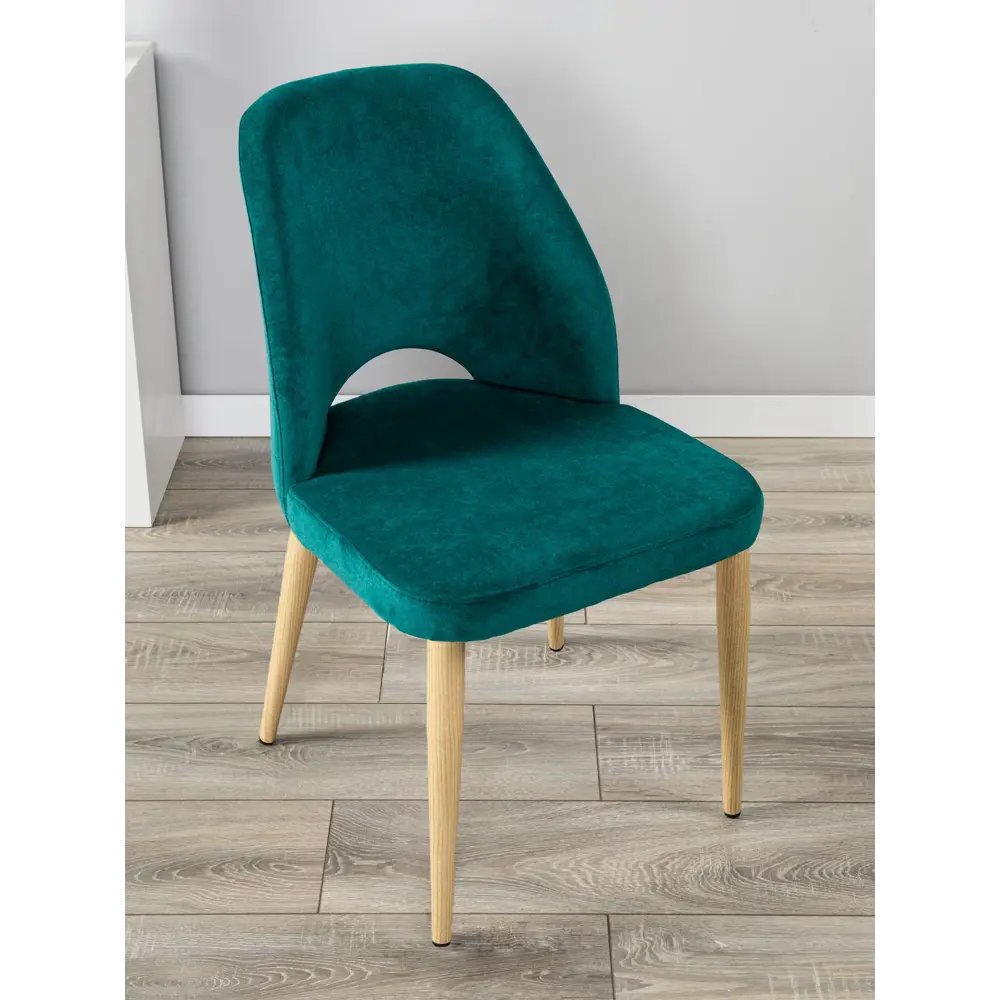 Фото 6 Стул R-home Ledger 85x59x48 см велюр цвет натуральный дуб/зеленый