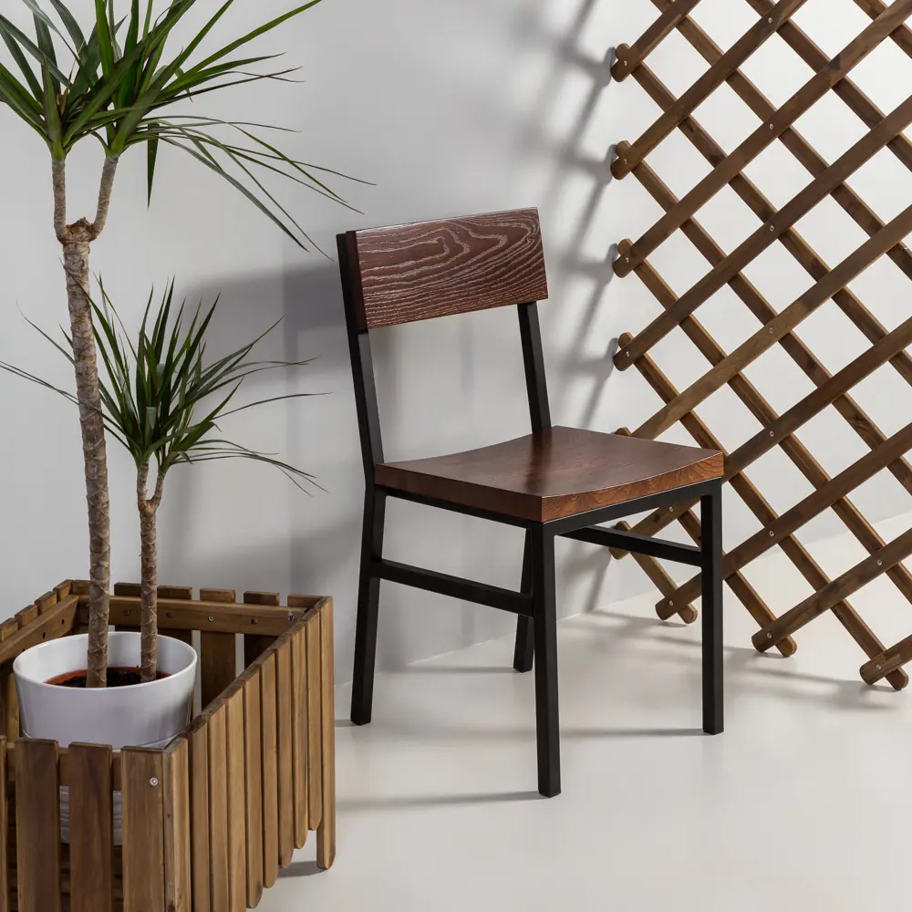 Фото 7 Стул R-home Loft №2 80x45x40 см металл цвет темный орех Фото 7 Стул R-home Loft №2 80x45x40 см металл цвет темный орех