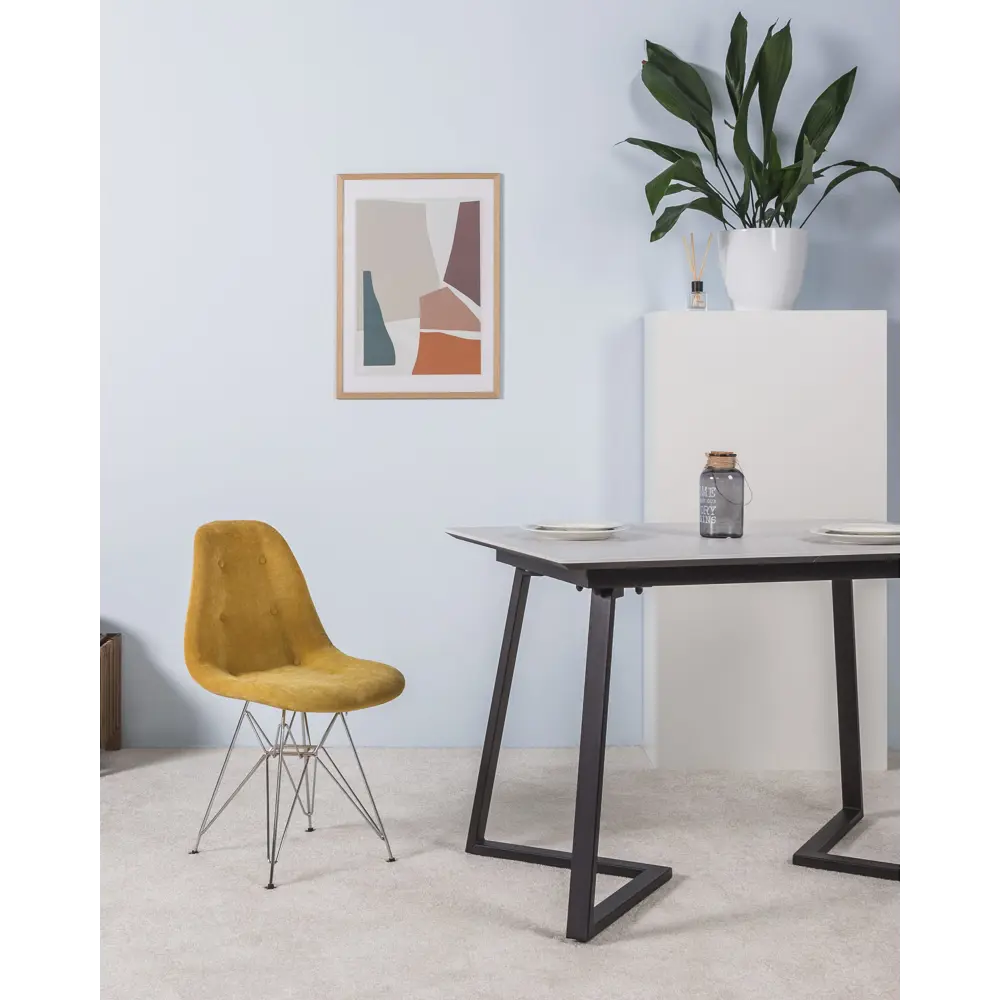Фото 8 Кухонный стул R-home Eames 83x57x48 см ткань цвет желтый Фото 8 Кухонный стул R-home Eames 83x57x48 см ткань цвет желтый