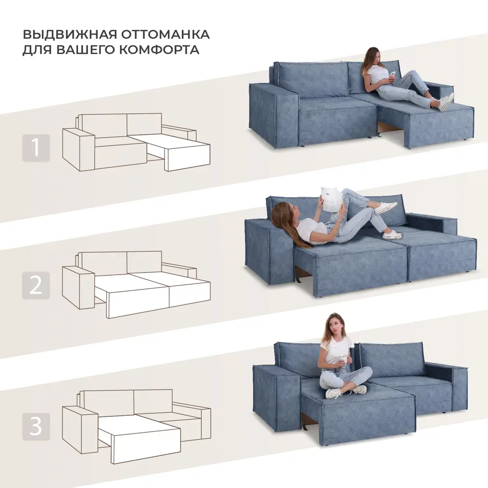 Фото 6 Диван прямой Nrava Loft 247x100x89см дерево цвет синий Фото 6 Диван прямой Nrava Loft 247x100x89см дерево цвет синий