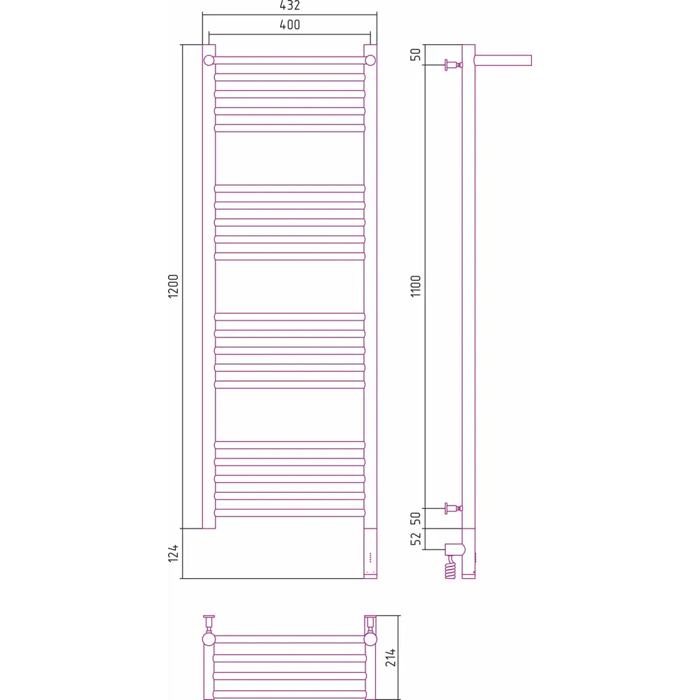 Фото 3 Полотенцесушитель электрический Сунержа Богема 3.0 П 400x1200 мм 300 Вт с терморегулятором и полкой лесенка цвет хром Фото 3 Полотенцесушитель электрический Сунержа Богема 3.0 П 400x1200 мм 300 Вт с терморегулятором и полкой лесенка цвет хром