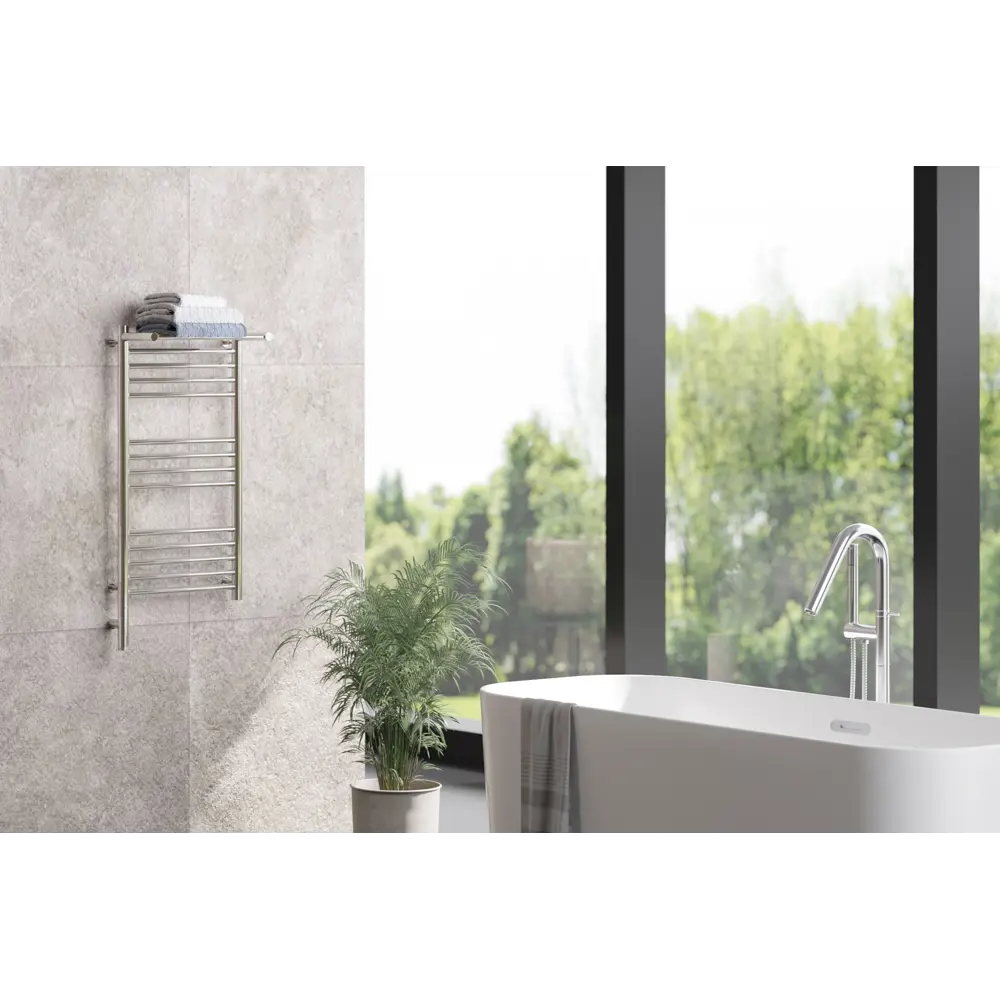 Фото 4 Полотенцесушитель электрический Сунержа Богема 3.0 Л 400x800 мм 300 Вт с терморегулятором и полкой лесенка цвет матовая шампань Фото 4 Полотенцесушитель электрический Сунержа Богема 3.0 Л 400x800 мм 300 Вт с терморегулятором и полкой лесенка цвет матовая шампань