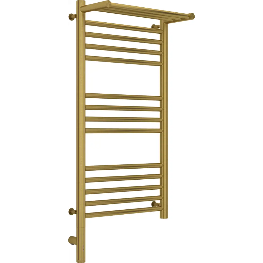 Фото Полотенцесушитель электрический Сунержа Богема 3.0 Л 400x800 мм 300 Вт с терморегулятором и полкой лесенка цвет латунь Фото Полотенцесушитель электрический Сунержа Богема 3.0 Л 400x800 мм 300 Вт с терморегулятором и полкой лесенка цвет латунь