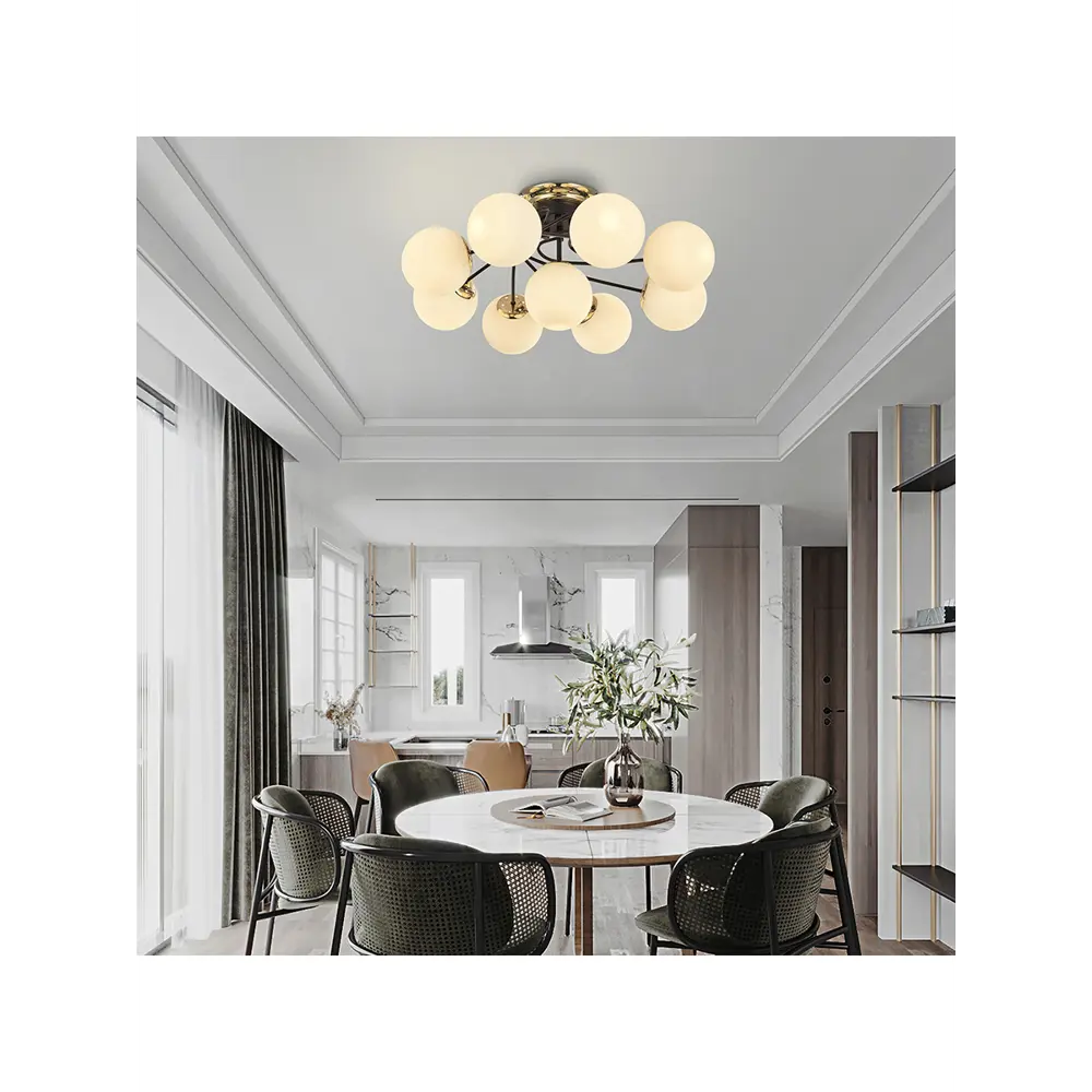 Фото 2 Люстра потолочная Arte perfetto luce 3327.152-8046-8+1-d860.250.e27-9 bk.g 9 лампы 18 м² цвет черный, золото Фото 2 Люстра потолочная Arte perfetto luce 3327.152-8046-8+1-d860.250.e27-9 bk.g 9 лампы 18 м² цвет черный, золото