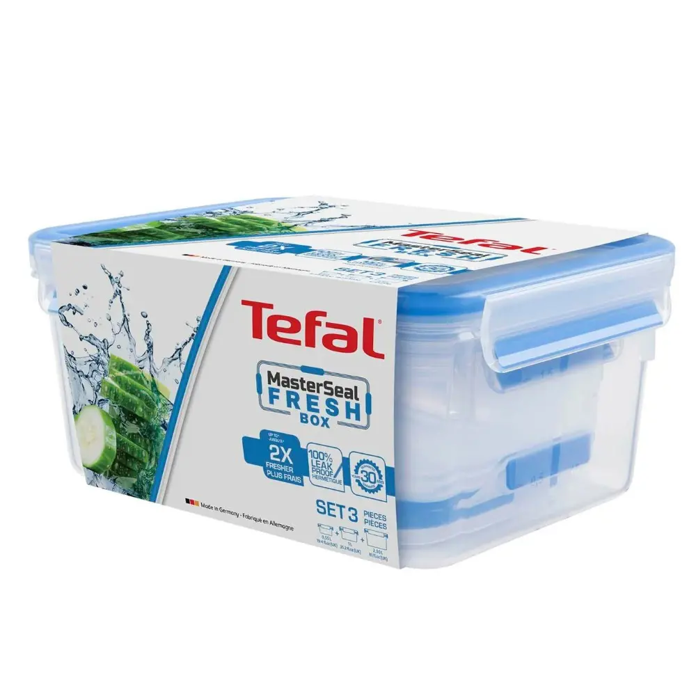 Фото 4 Наборы контейнеров Tefal 2.3 л пластик цвет прозрачный/голубой Фото 4 Наборы контейнеров Tefal 2.3 л пластик цвет прозрачный/голубой